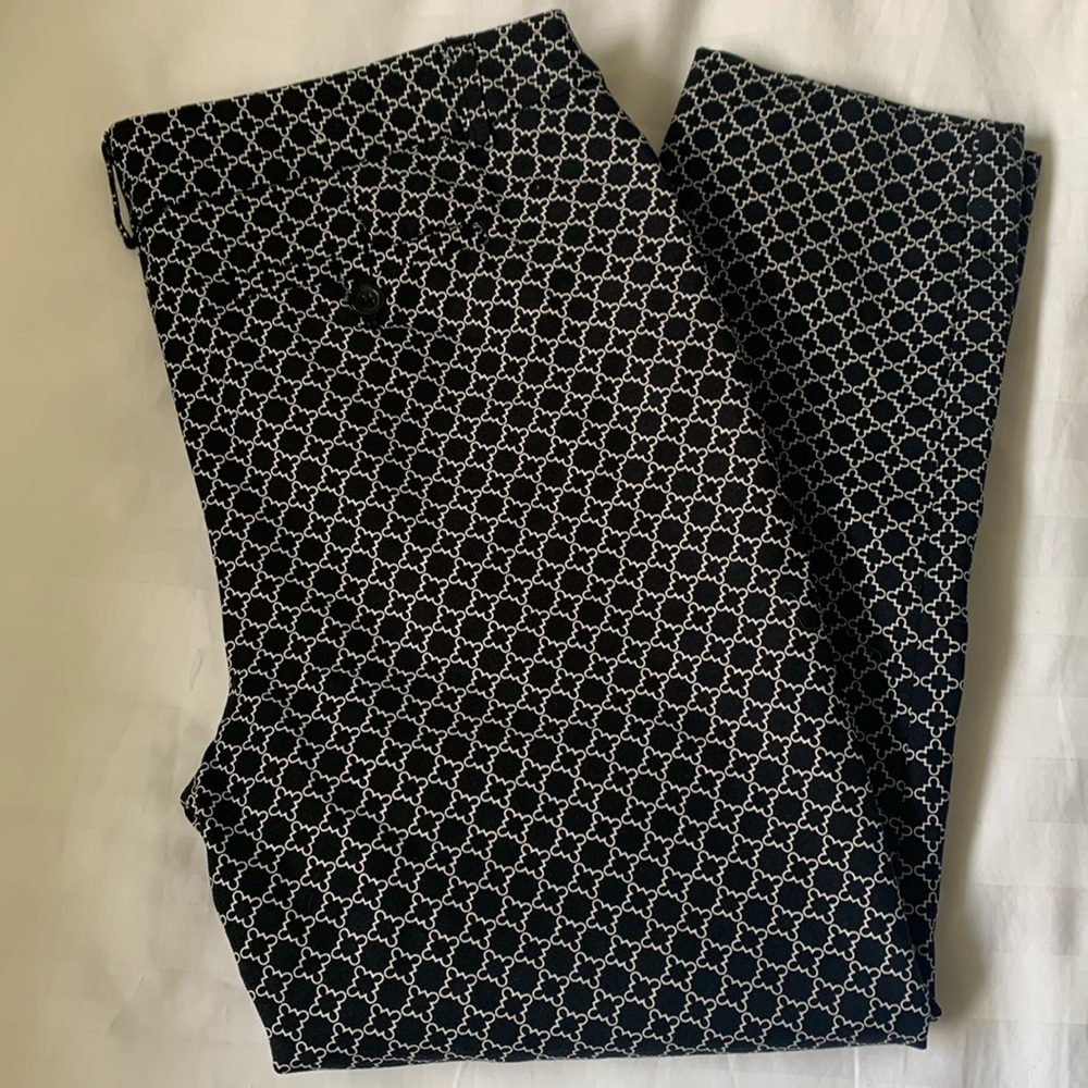 Dalia Black and White Patterned Ankle Pants